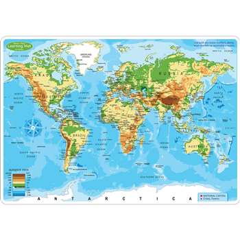 10Pk World Map Learn Mat 2 Sided Write On Wipe Off ASH95603 Ashley ...