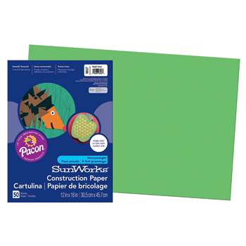 SunWorks 12x18 Bright Green 50ct Construction Paper - Pacon