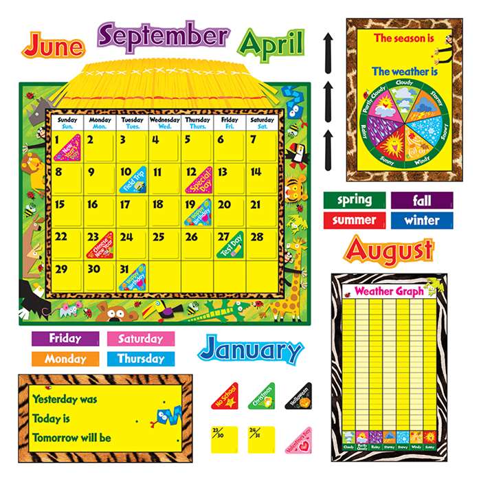 Bulletin Board Set Jungle Fun Calendar by Trend Enterprises: Calendars ...