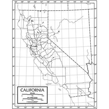 Outline Map Paper California UNI21172 Kappa Map Group / Universal Maps ...