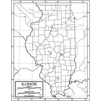 Outline Map Laminated Illinois Uni21235 Kappa Map Group   Universal 